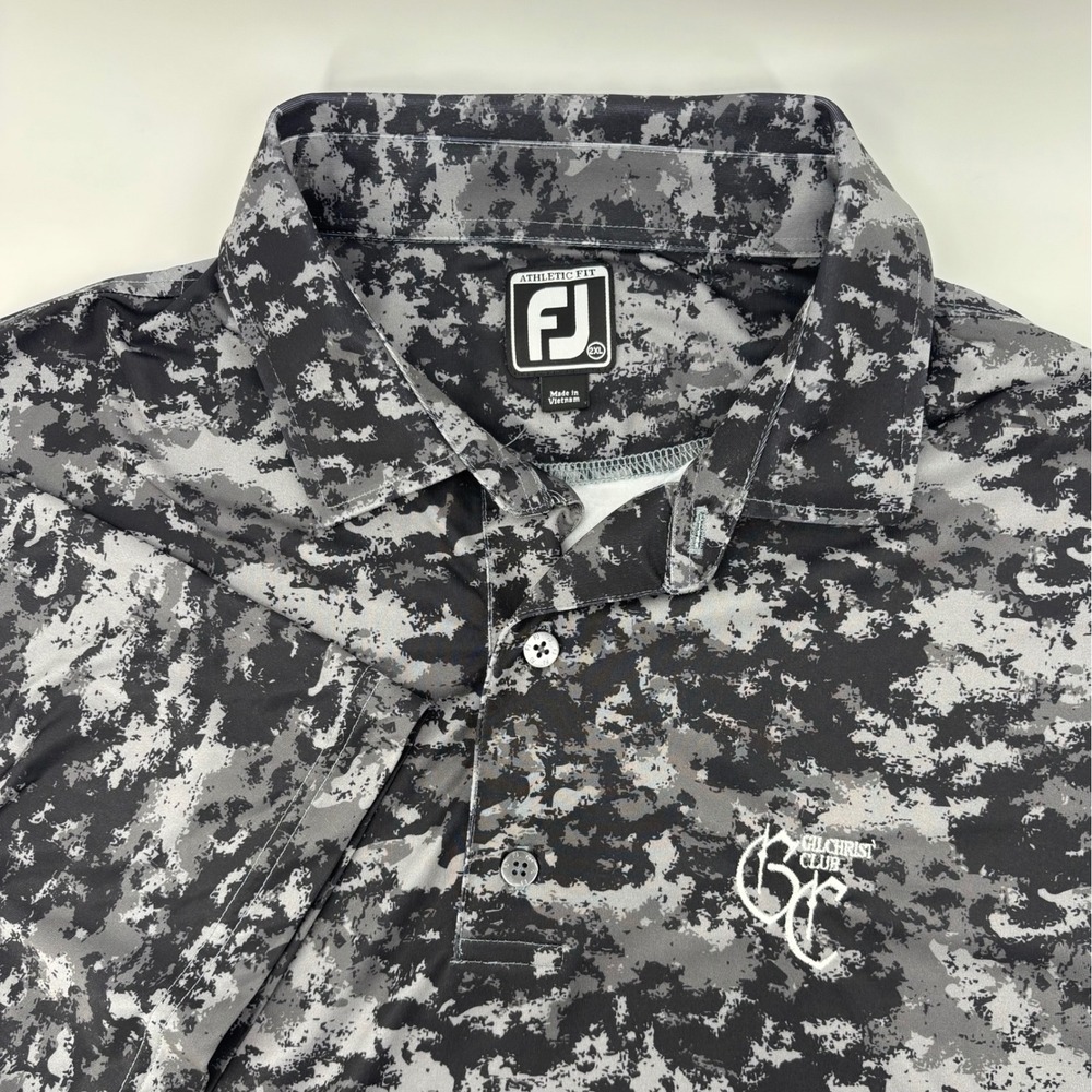 FootJoy Gilchrist Club Polo Shirt Men's 2XL Black Gray Camo Golf Performance